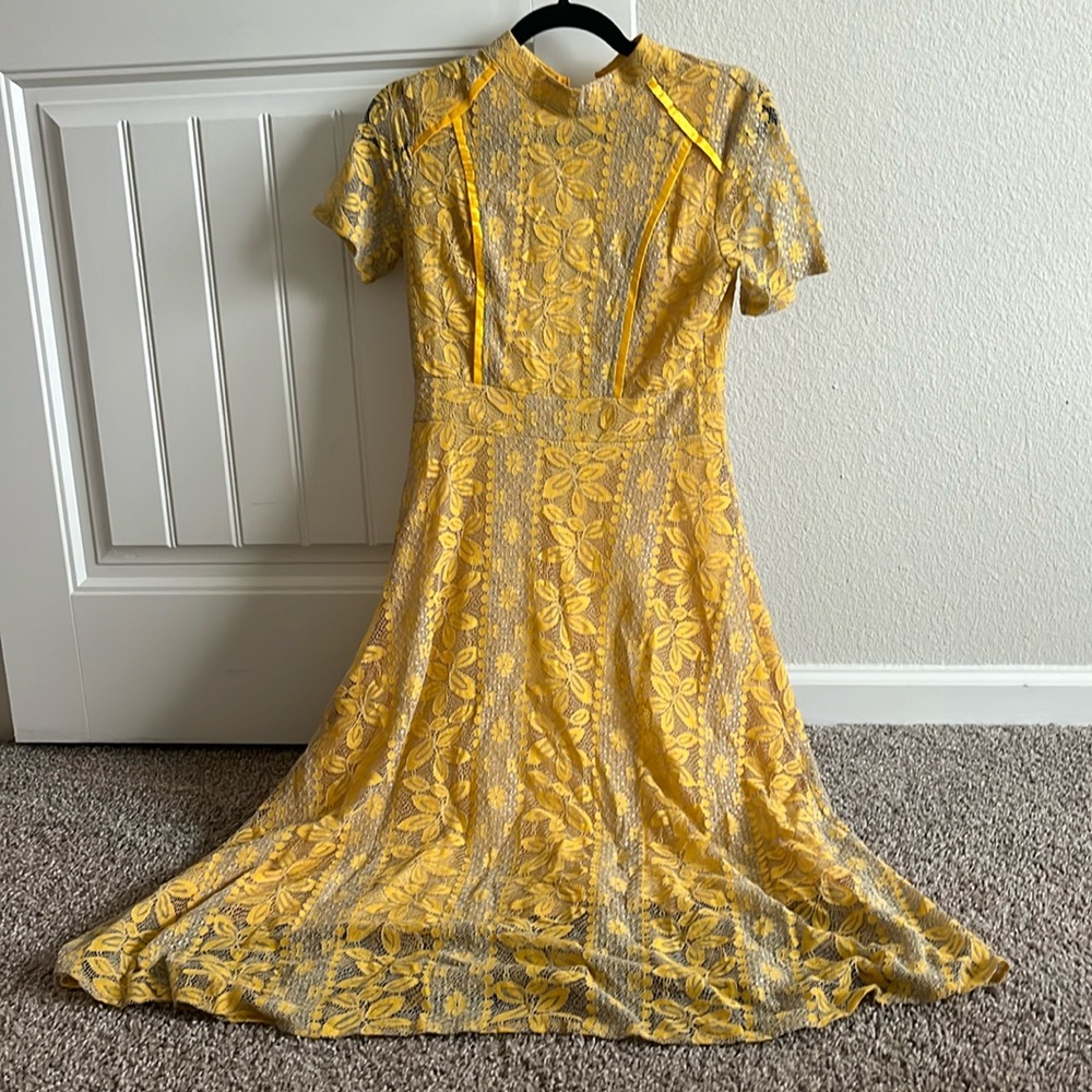 Lace Yellow Midi Dress